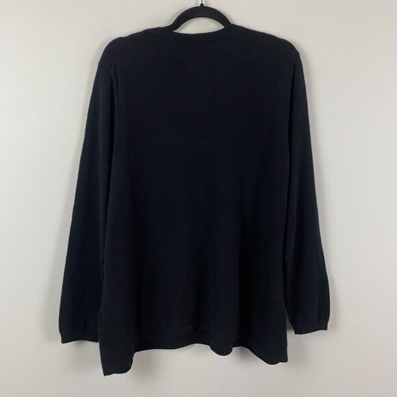 Lands End 100% Cashmere Crew Neck Sweater Size 2X Black Long Sleeve Womens - Picture 5 of 9